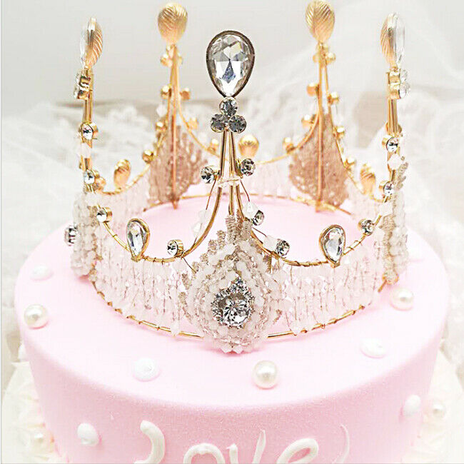 Us! Women Girls Retro Lace Queen Crown Headgear Birthday Cake Topper Decoration