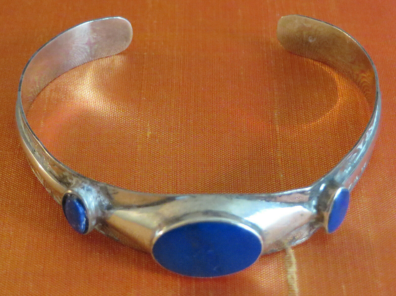 Lapis Lazuli Silver Cuff Bracelet Middle Eastern