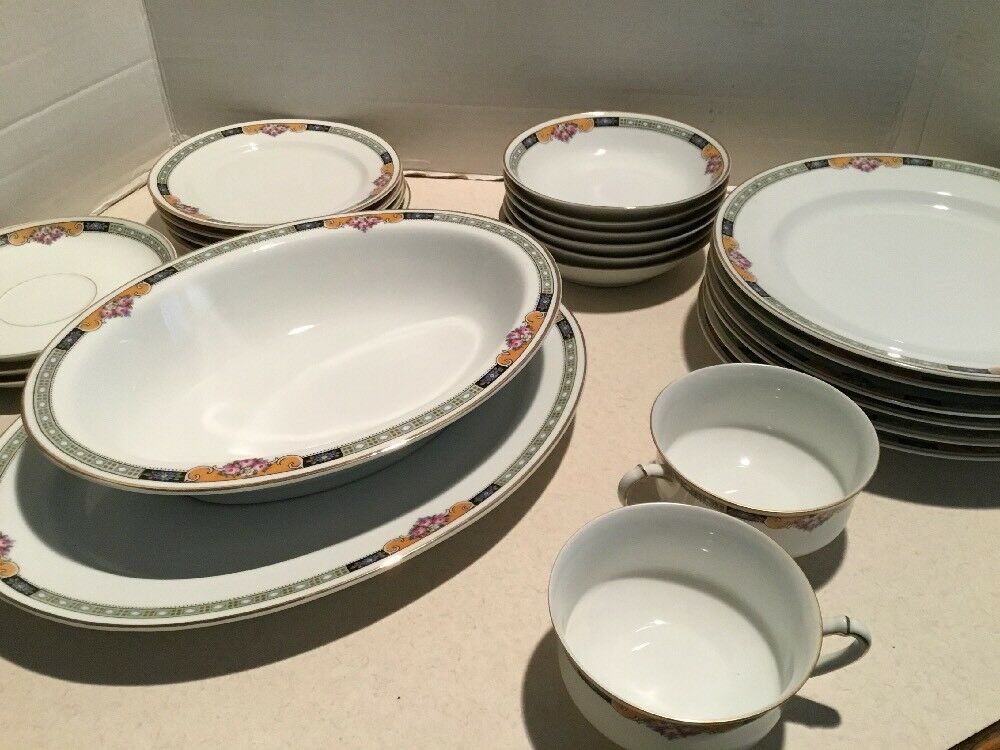 Vintage Heinrich & Company Selb Bavaria Admiral China Plates Platter Bowls Cups