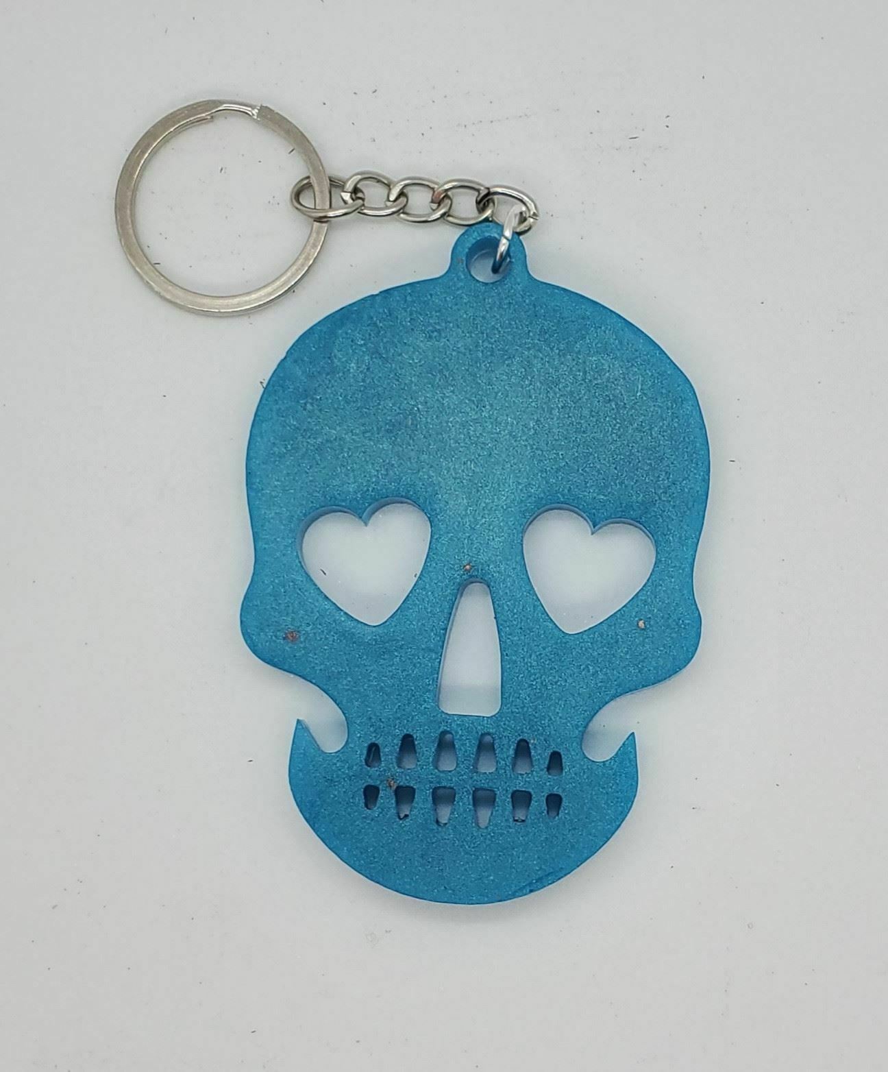 Happy In Love Skull Keychain - Turquoise Blue