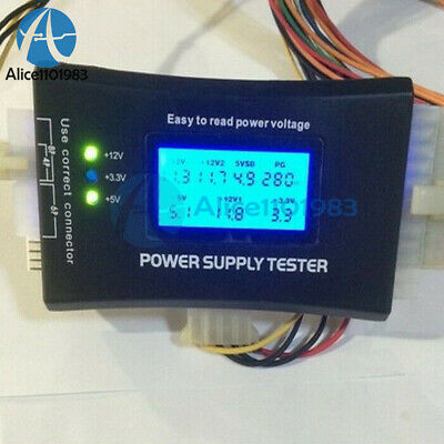 Power Supply Tester 20 24 Pin Sata Lcd Psu Hd Atx Btx Voltage Test Source