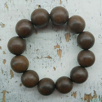 20 Mm Borneo Aetoxylon Agarwood Bracelet 12 Beads Gaharu Buaya Aloeswood #06