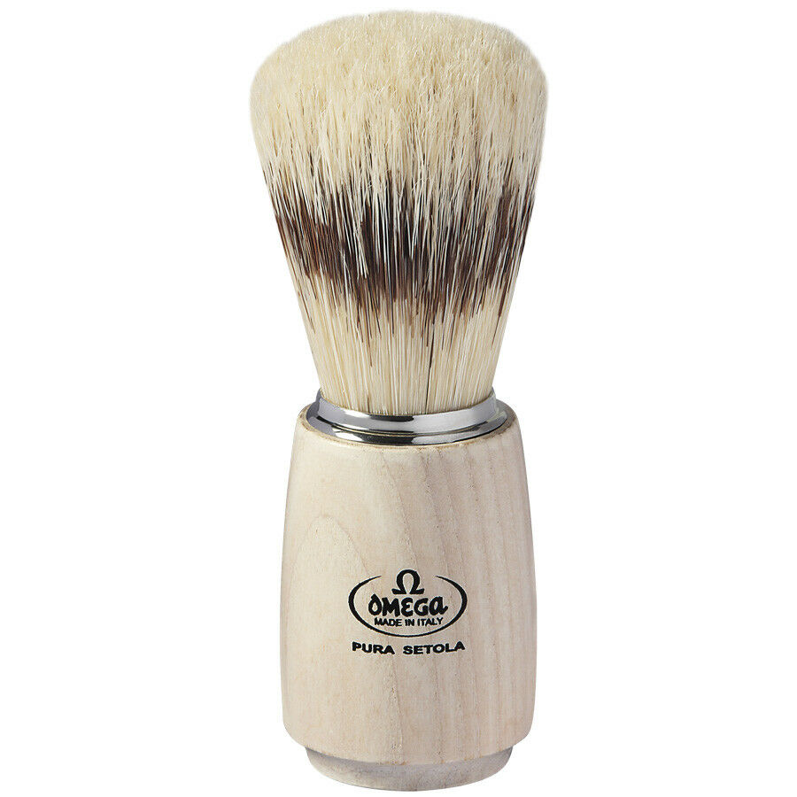 Omega 11711 Banded Boar Shaving Brush White Ash Wood