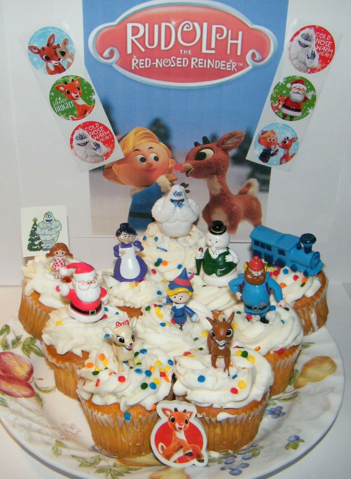 Rudolph The Red Nosed Reindeer Cake Toppers Set Of 10 Figures With Stickers More