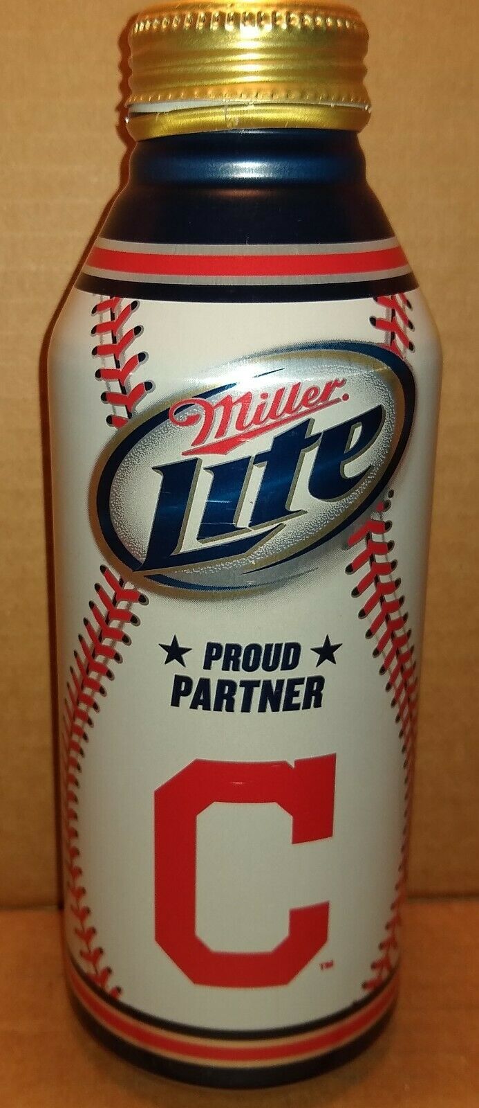 Miller Lite Cleveland Indians 16 Oz. Aluminum Beer Bottle 2012
