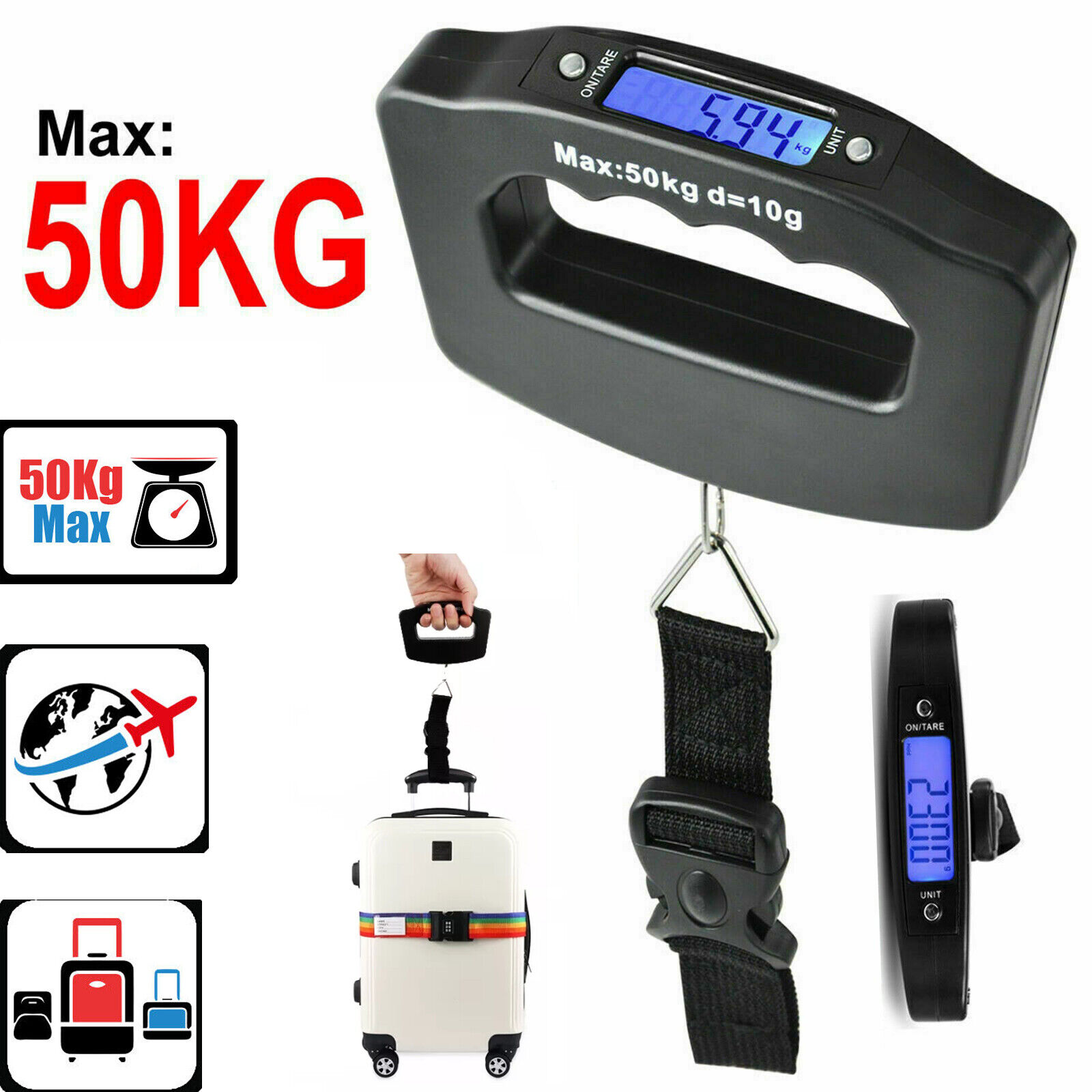 1pcs Digital Luggage Scale Portable Weighing Weight Suitcase  Scale Strap