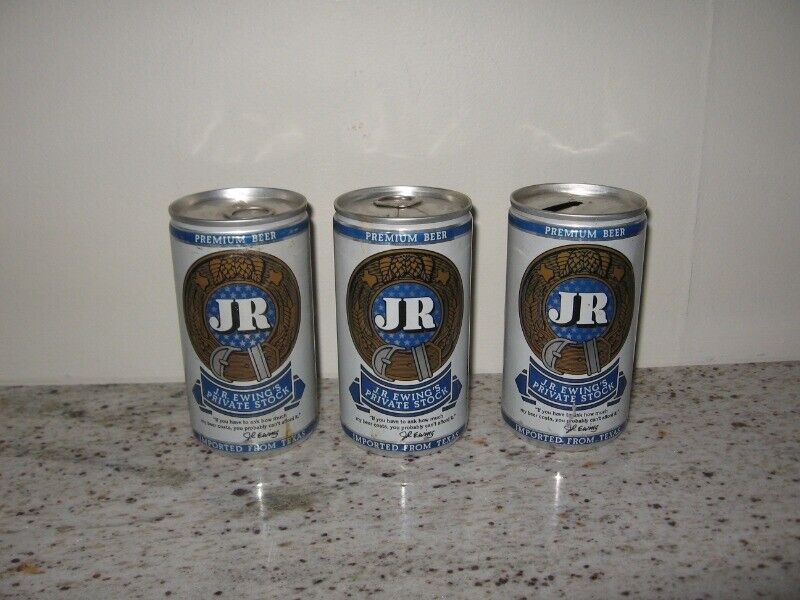 Vintage Lot Of 3 J.r. Ewing Beer Cans Private Stock San Antonio, Tx