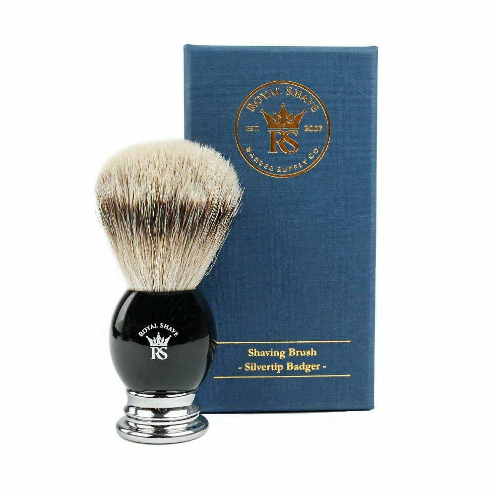 Royalshave Pb8 Silvertip Badger Shaving Brush - Black & Chrome