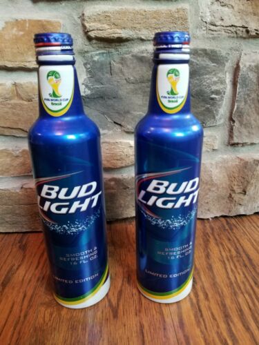 2 Bud Light 2014 Fifa World Cup Brasil Beer Bottle Aluminum Soccer Germany Can