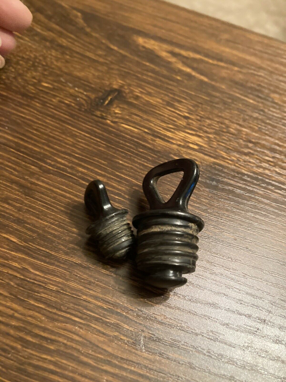 Lot Of 2 Bakelite Black Screw-type Bottle Closures Corkscrew Tops