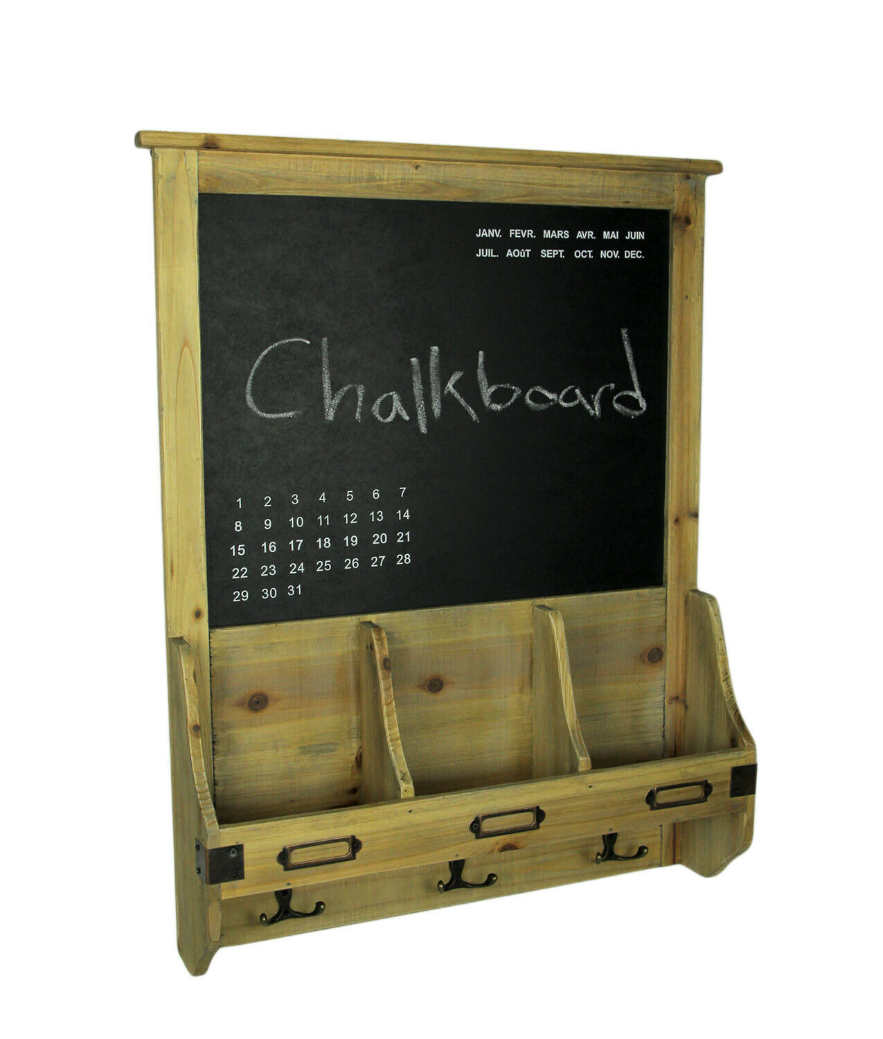 Scratch & Dent French Farmhouse Style Chalkboard Mail Center Key Rack