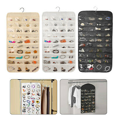 Jewelry Hanging Storage Organizer 80 Pocket Holder Earring Display Pouch Bag New