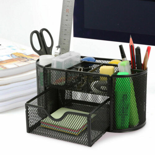 Pencil And Pen Holder Office Desk Supplies Organizer Desktop Metal Storage Mesh