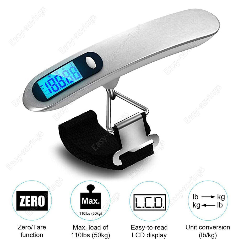 110lb 50kg Portable Travel Lcd Digital Hanging Luggage Scale Electronic Weight~
