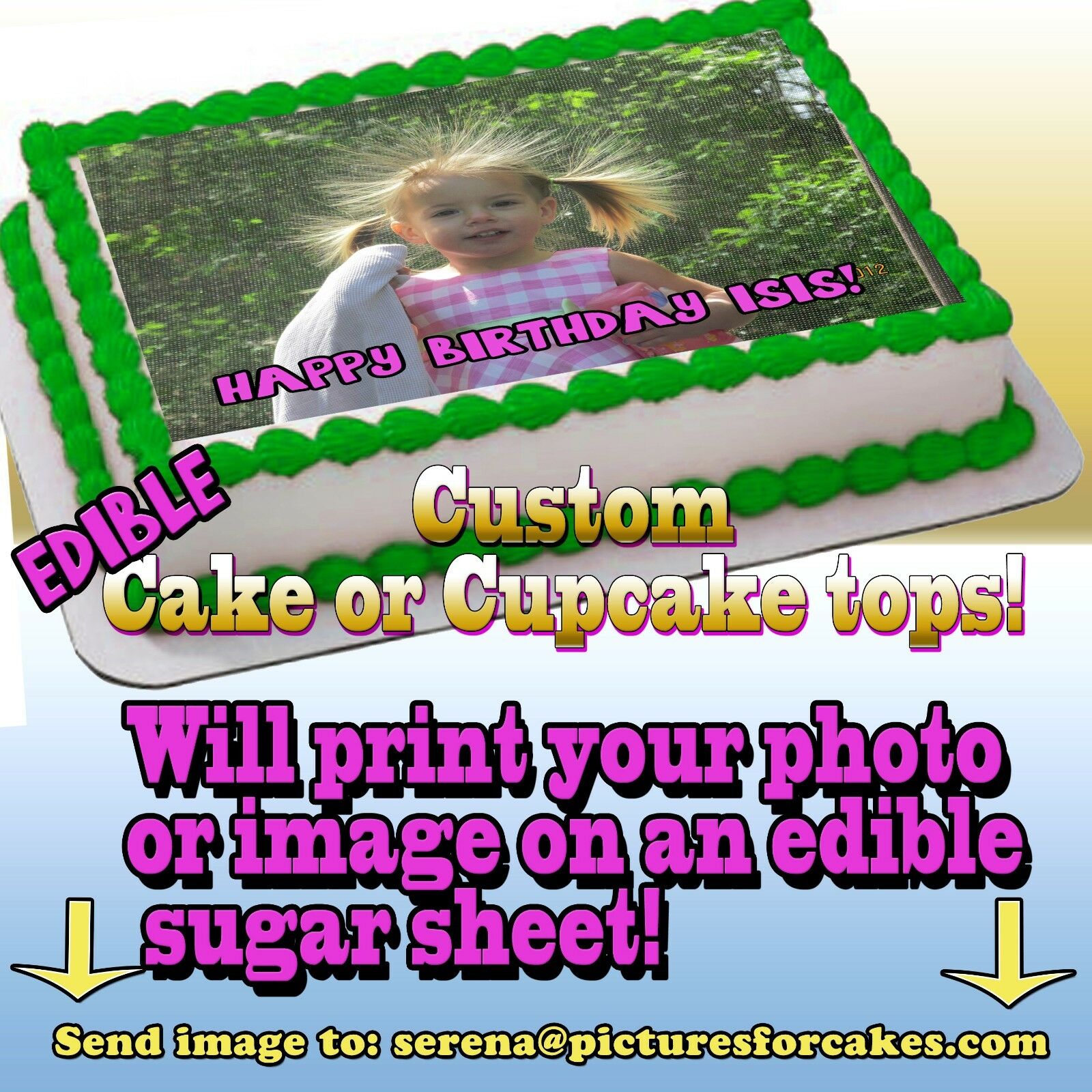 I Print Your Photo Face Cake Cupcakes Topper Image Sheet Picture Edible Custom