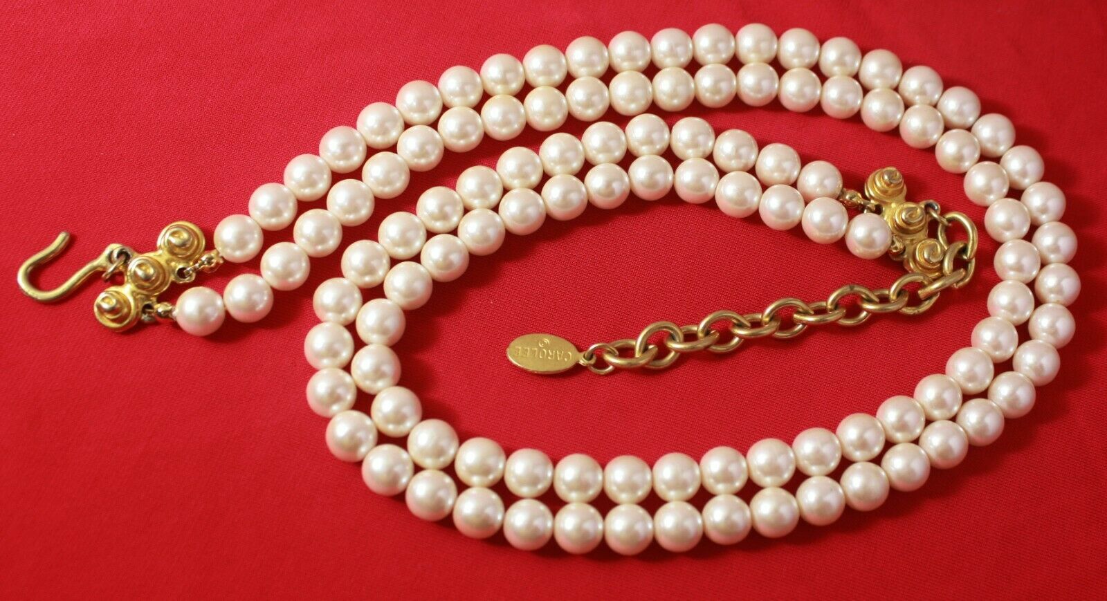 Vintage Signed Carolee Double Strand Faux Pearls Necklace 21.5"