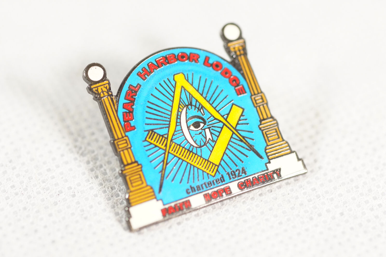 Pearl Harbor Lodge Masonic G Square Compass Enamel Pin 1.25" All Seeing Eye