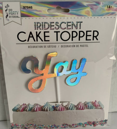 Iridescent Cake Topper “yay”