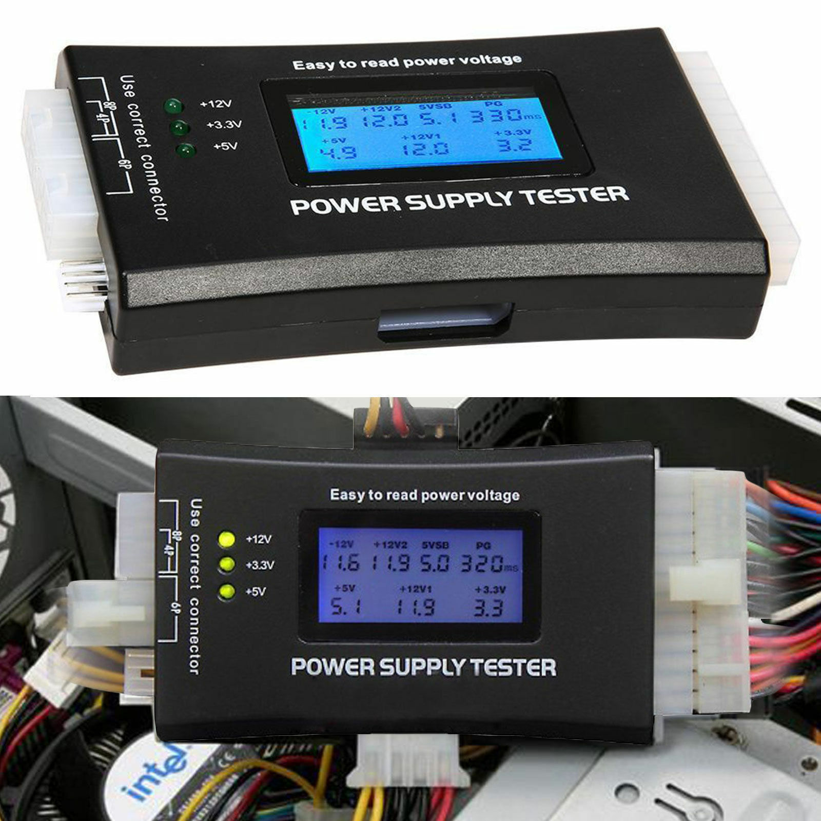 Digital Lcd Pc Computer Power Supply Tester 20/24 Pin 4 Psu Atx For Sata Hdd