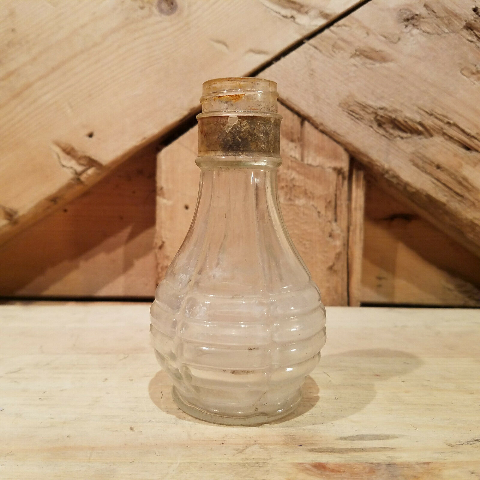 Clear Glass Light Bulb Shaped Bottle With Ridges - Swanky Barn