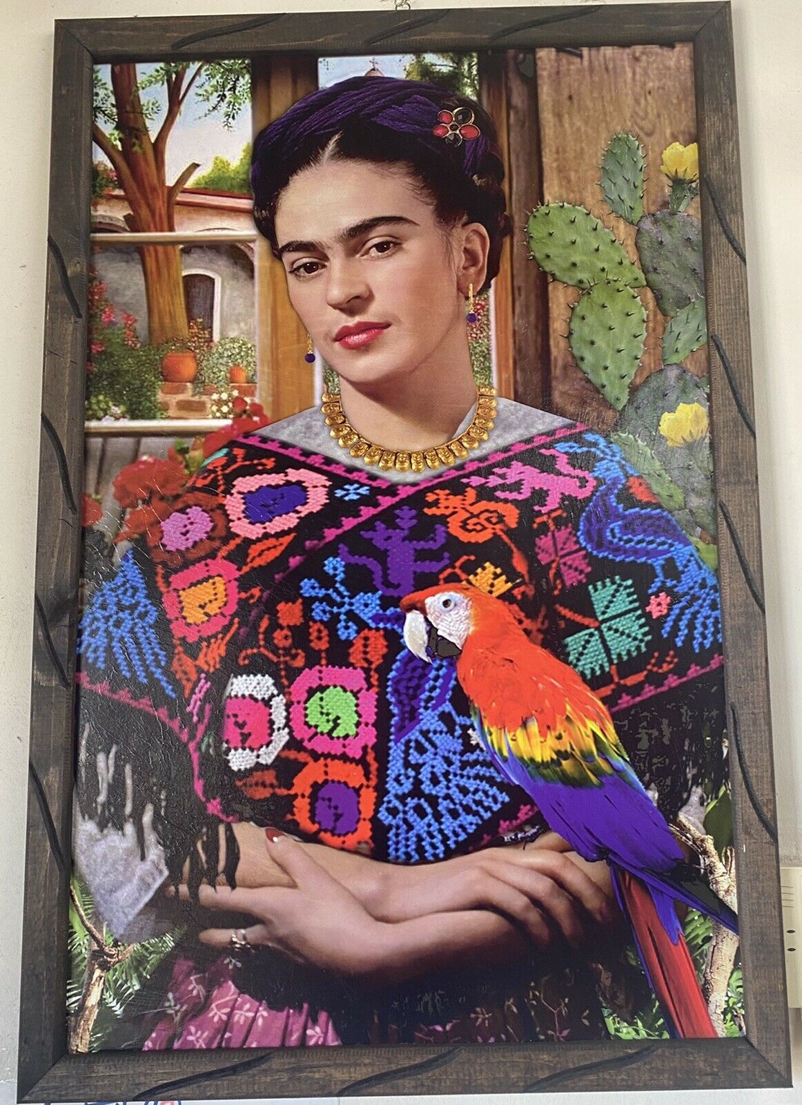 Art Print/painting Mexico Frame Frida Kahlo 35"x 24"