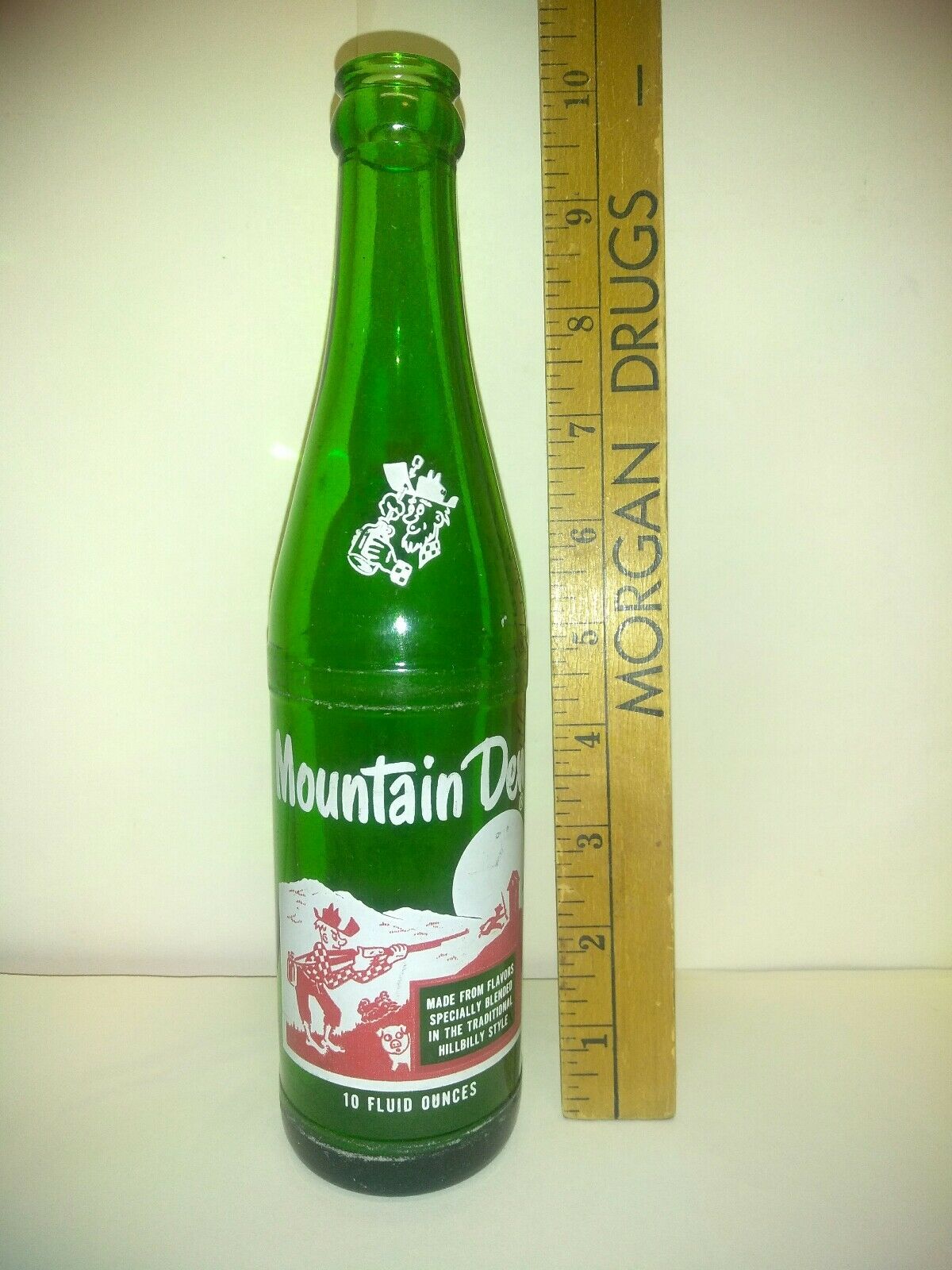 Vintage Mountain Dew Green Bottle 10 Oz