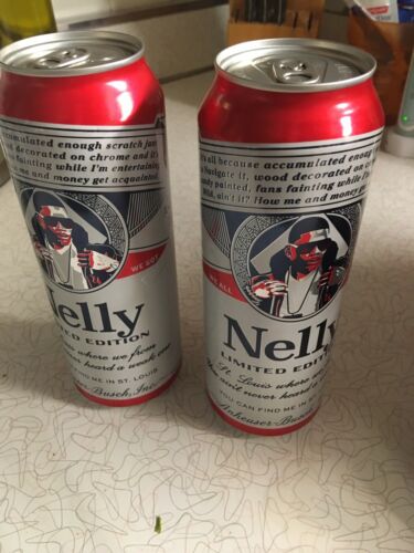 2 Budweiser  Nelly Cans. Tall Boy. Empty Bottom Open. Limited Addition. St Louis