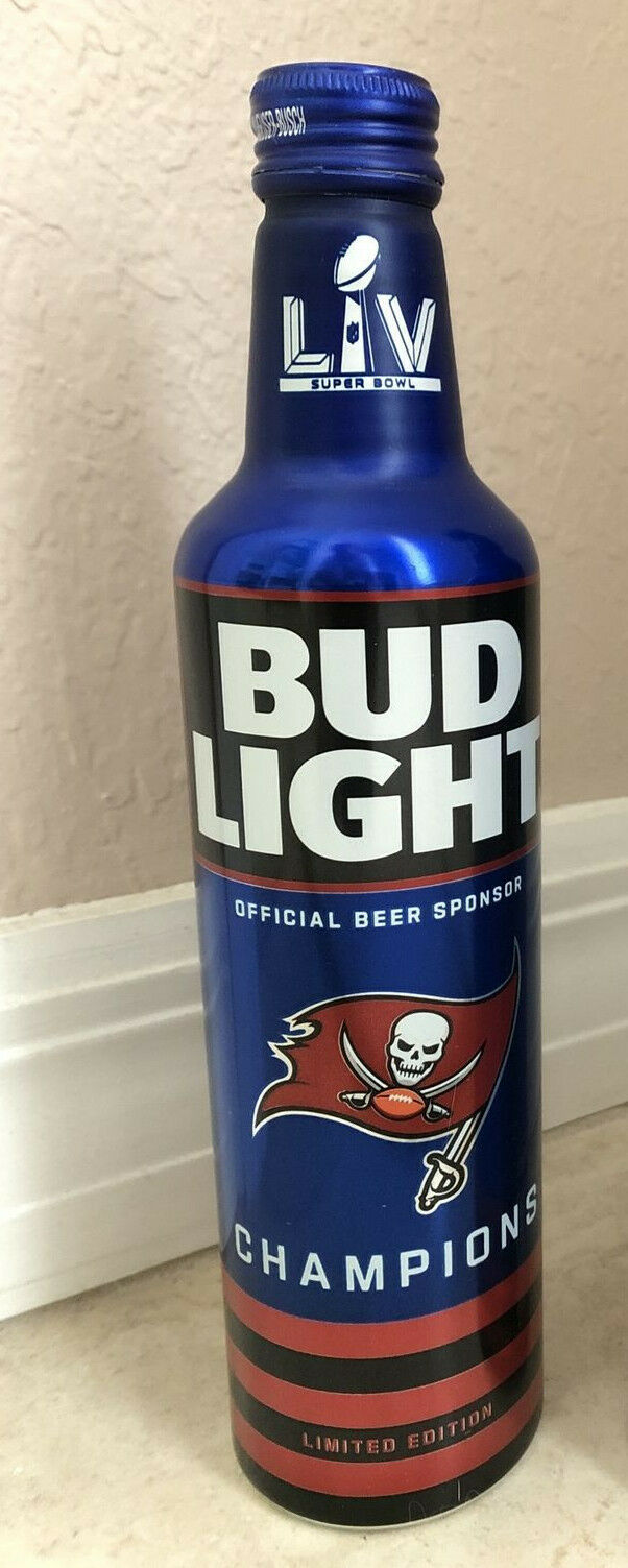 1 Bud Light Tampa Bay Buccaneer 2021 Super Bowl Champions Aluminum Bottle Empty