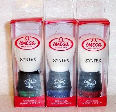 Omega Brush Co.- Syntex Shave Brush, Synthetic Bristle Your Choice Of 3 Colors