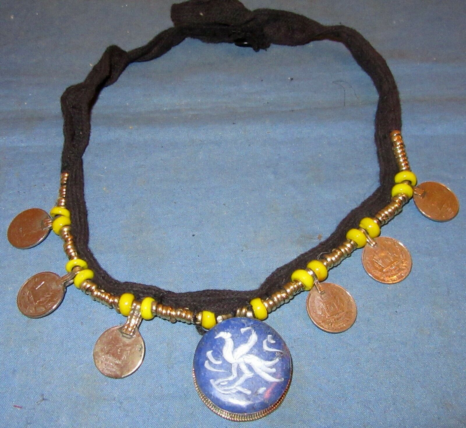 Necklace Circle Gemstone Animal Afghan Kuchi Tribal Alpaca Silver 22"