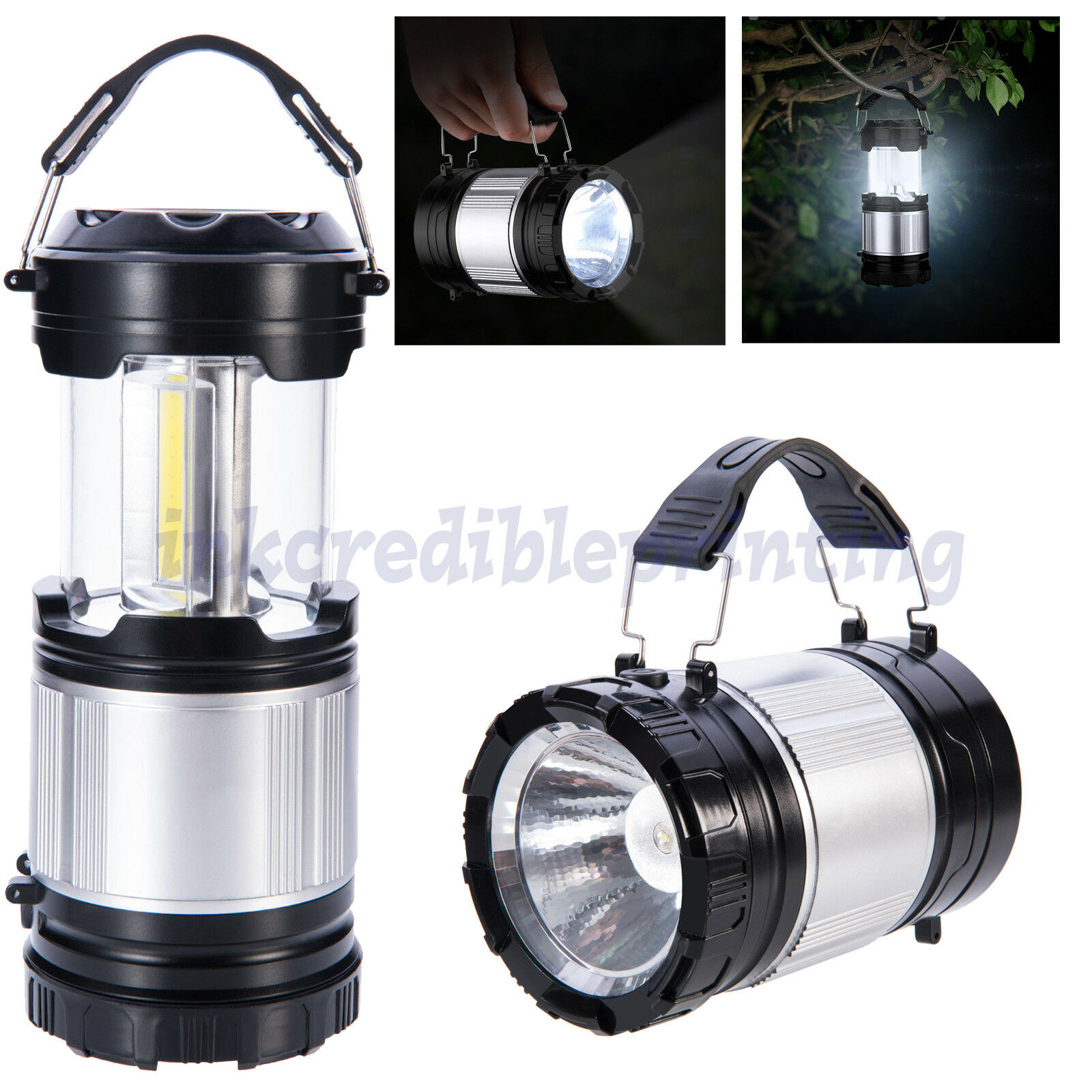 2 In 1 Led Camping Lantern, Cob Light Ultra Bright Collapsible Lamp Portable