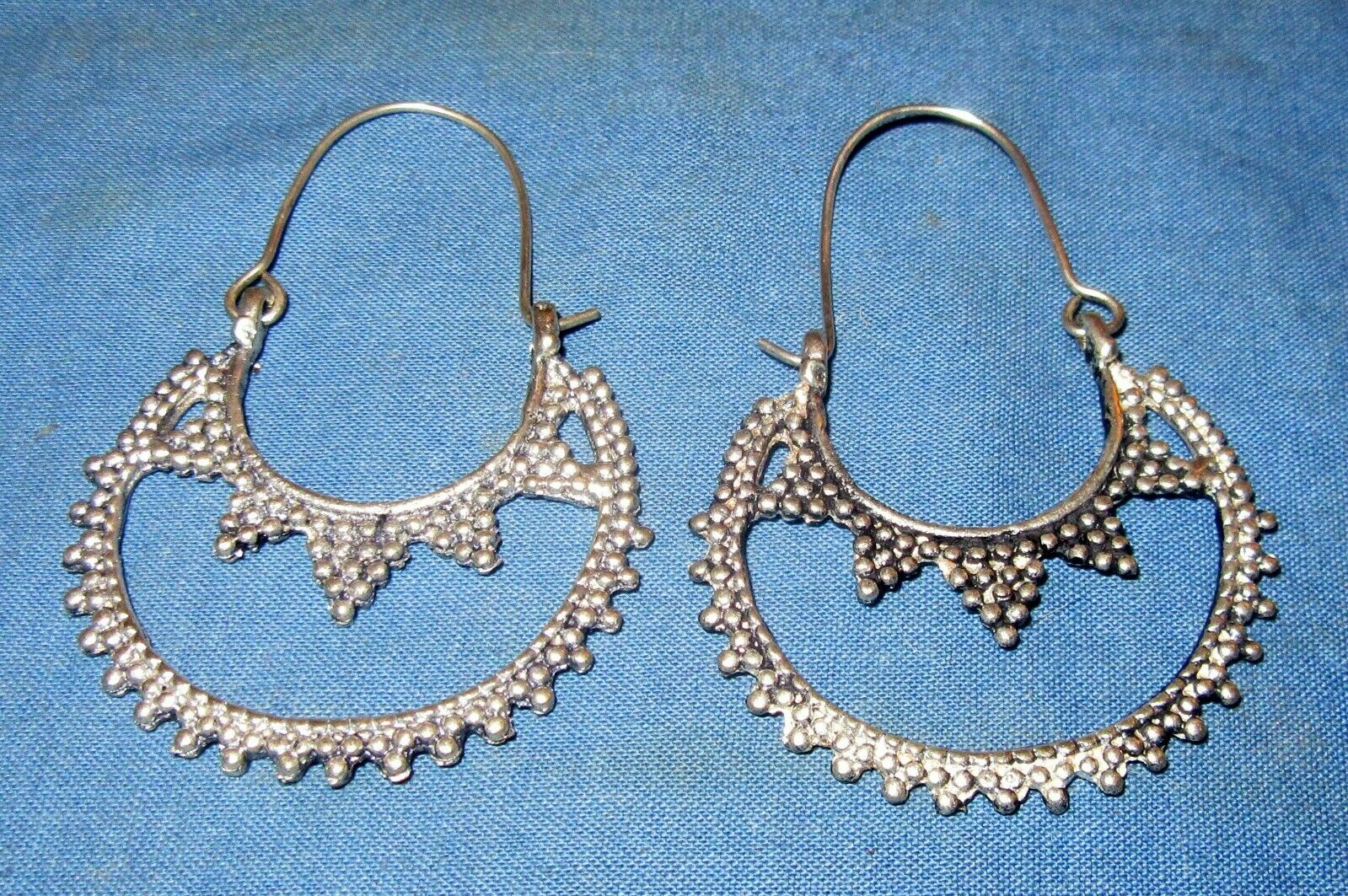 Earrings Fashion Hoop Afghan Kuchi Tribal Alpaca Silver 2"