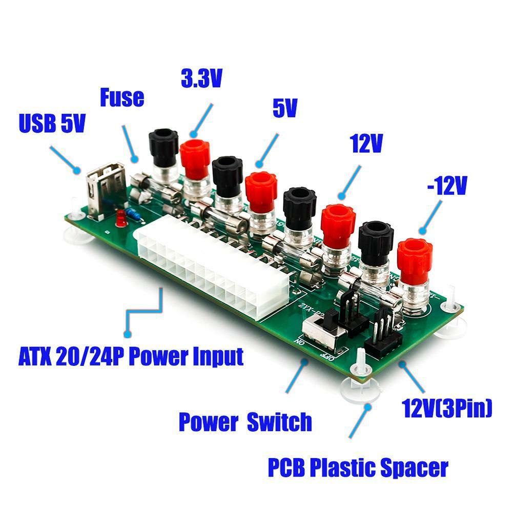 20/24pin Atx Benchtop Board Computer Pc Power Supply Breakout Adapter Module