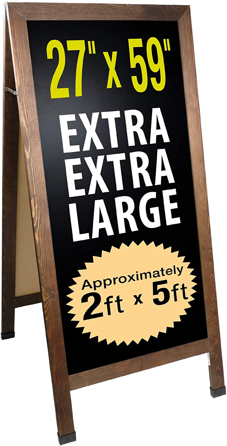 Extra Large Gigantic Sandwich Board Sidewalk Chalkboard Sign: 59"x27" Double
