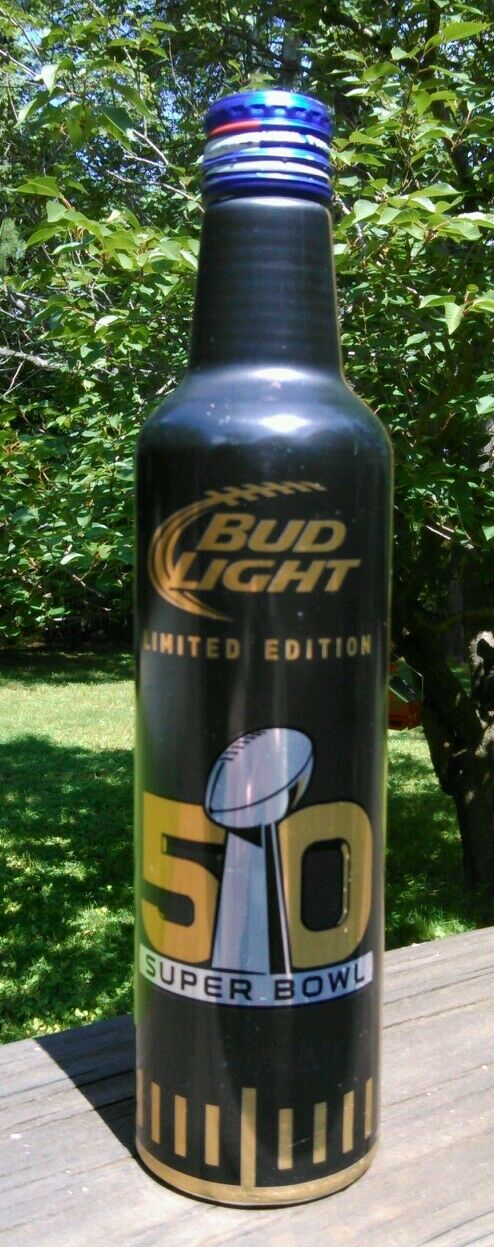 Budweiser Bud Light Beer Superbowl 50 Aluminum Bottle Feb 7 2016 502623  My Id:a