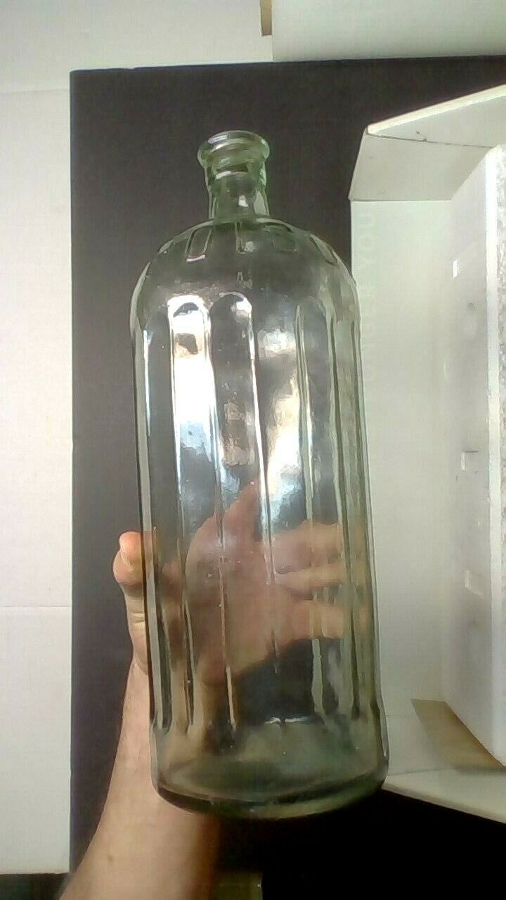 Large 14 1/2 In. Poisen Greenish Tint Glass Bottle