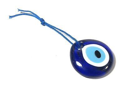 Evil Eye Protection Good Luck Charm Wall Hanging, Car Pendant 1.5" Diameter Blue
