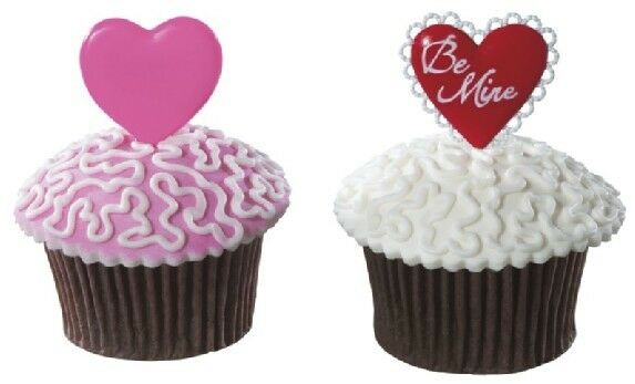 New Valentine's Day Be Mine Hearts Cupcake Picks One Dozen