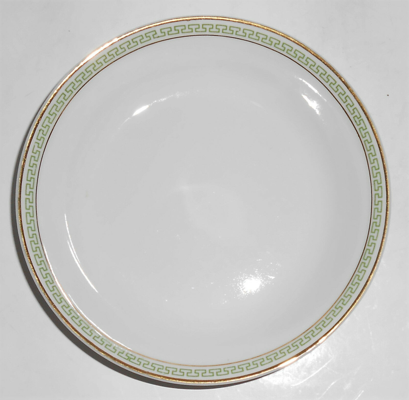 Heinrich & Co Bavaria Porcelain Green Greek Key W/gold Fruit Bowl