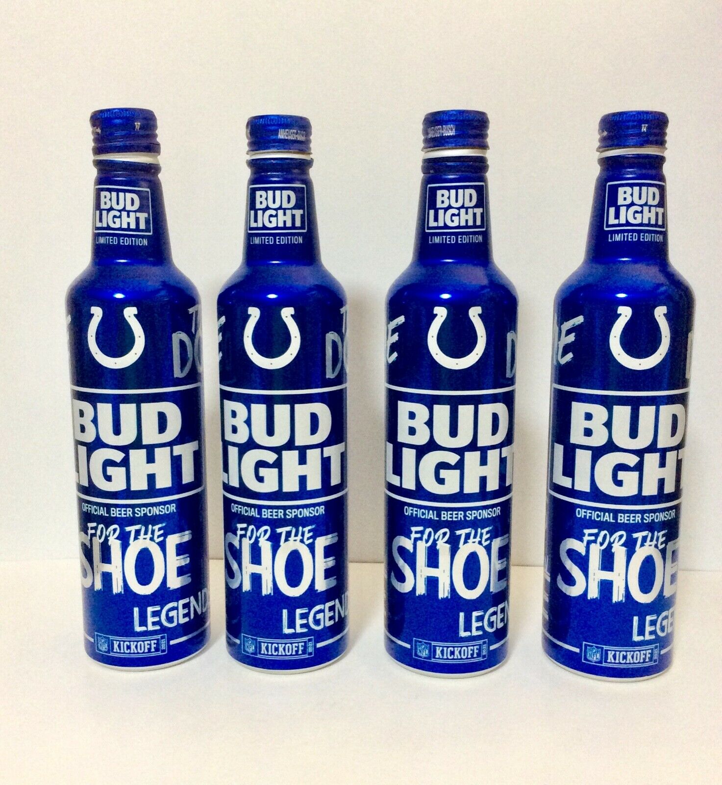 4 Bud Light Nfl Kickoff 2021 Indianapolis Colts Aluminum Beer Bottle  *empty*
