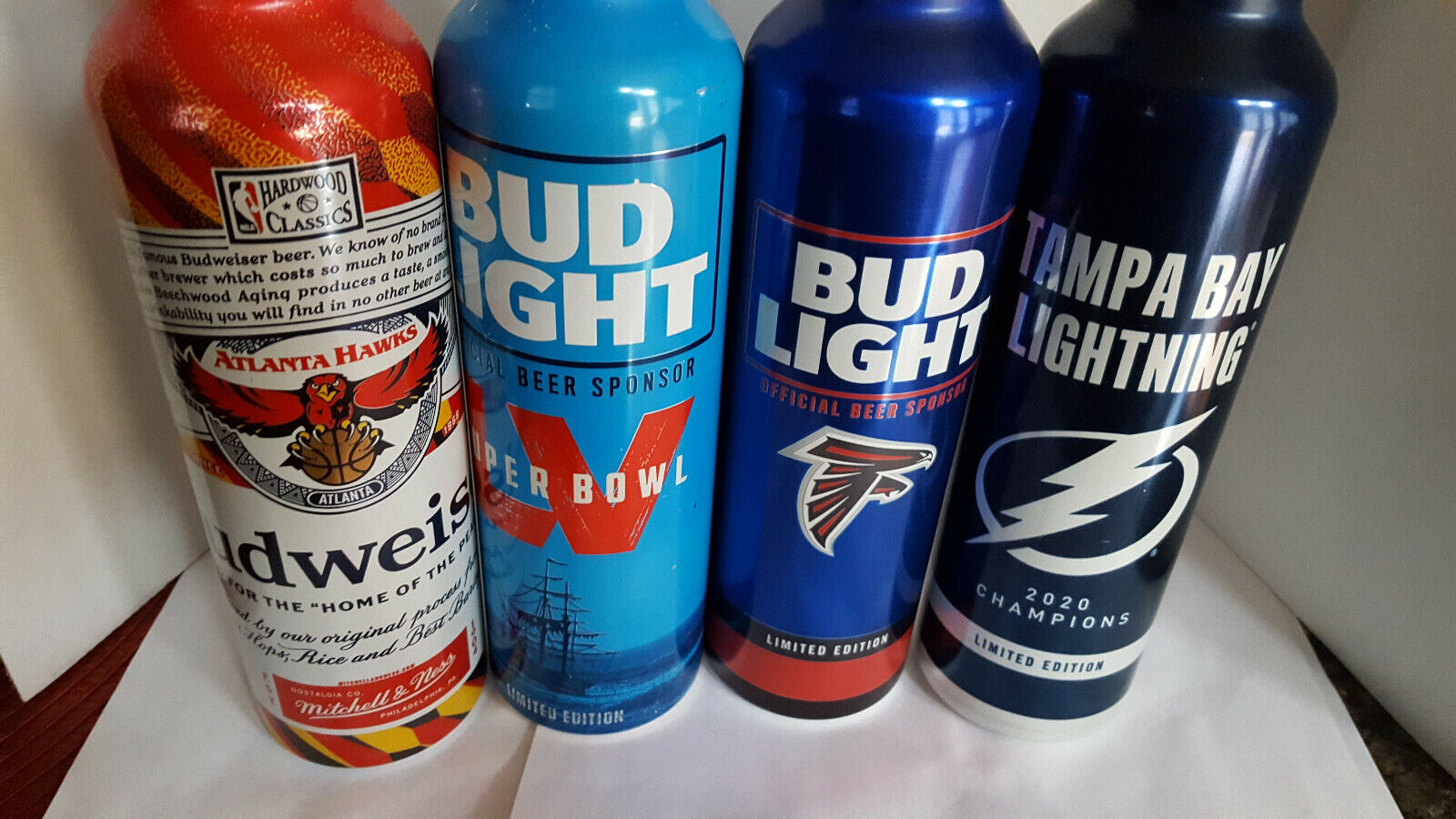 Budweiser *hawks*& Bud Light *falcons,tampa Lv ,lightings*16 Oz Aluminum *empty*