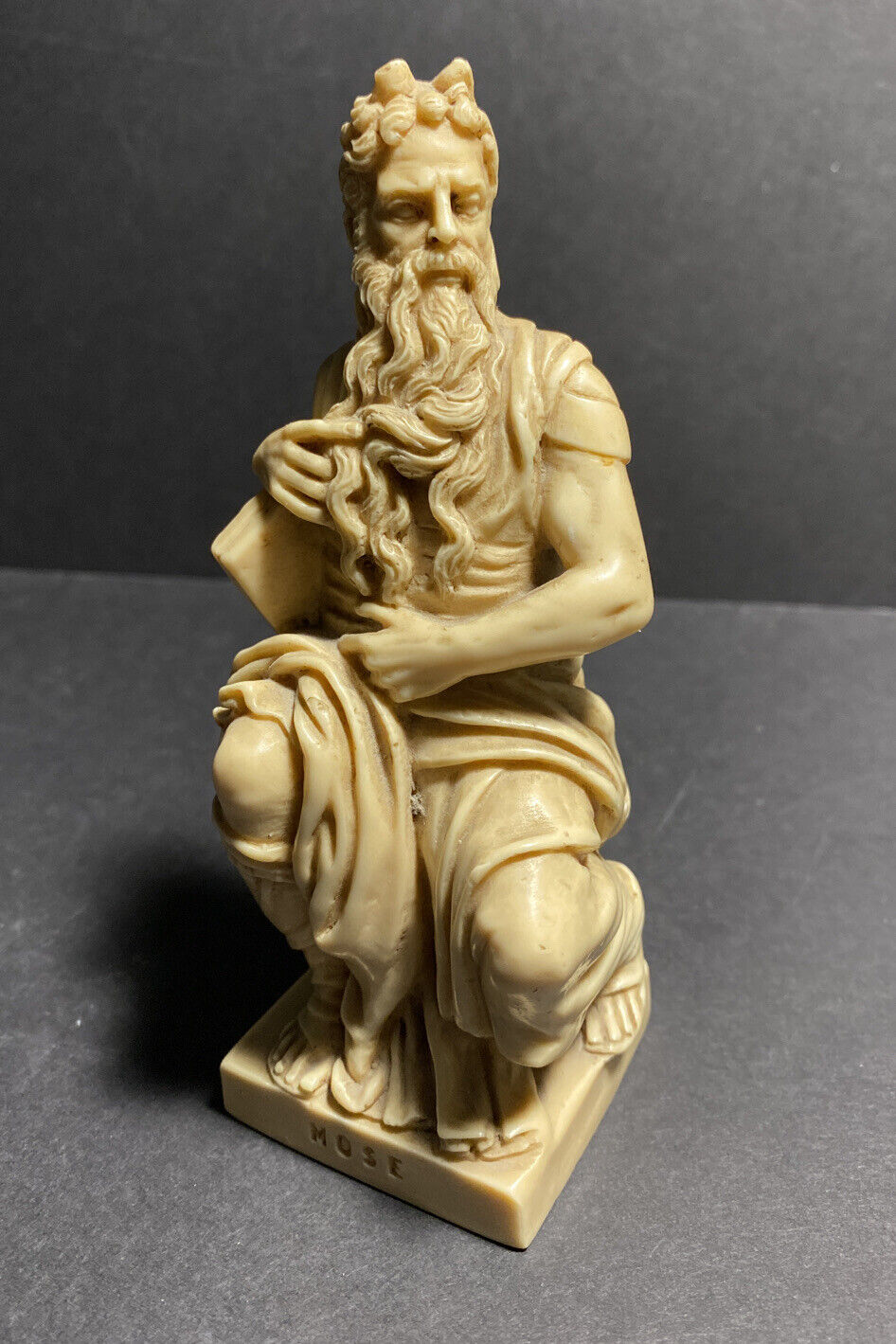 Vtg Mose Figurine Decor Mini Statue Sculpture - Italy - Ricordo Di Roma 5.5 In